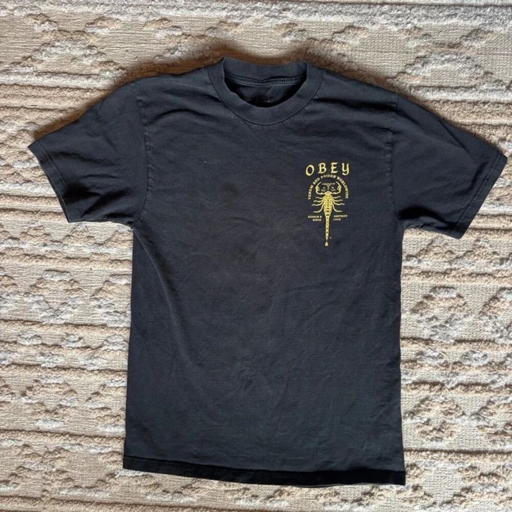 OBEY Venom & Poison Scorpion Graphic T-Shirt Black Small